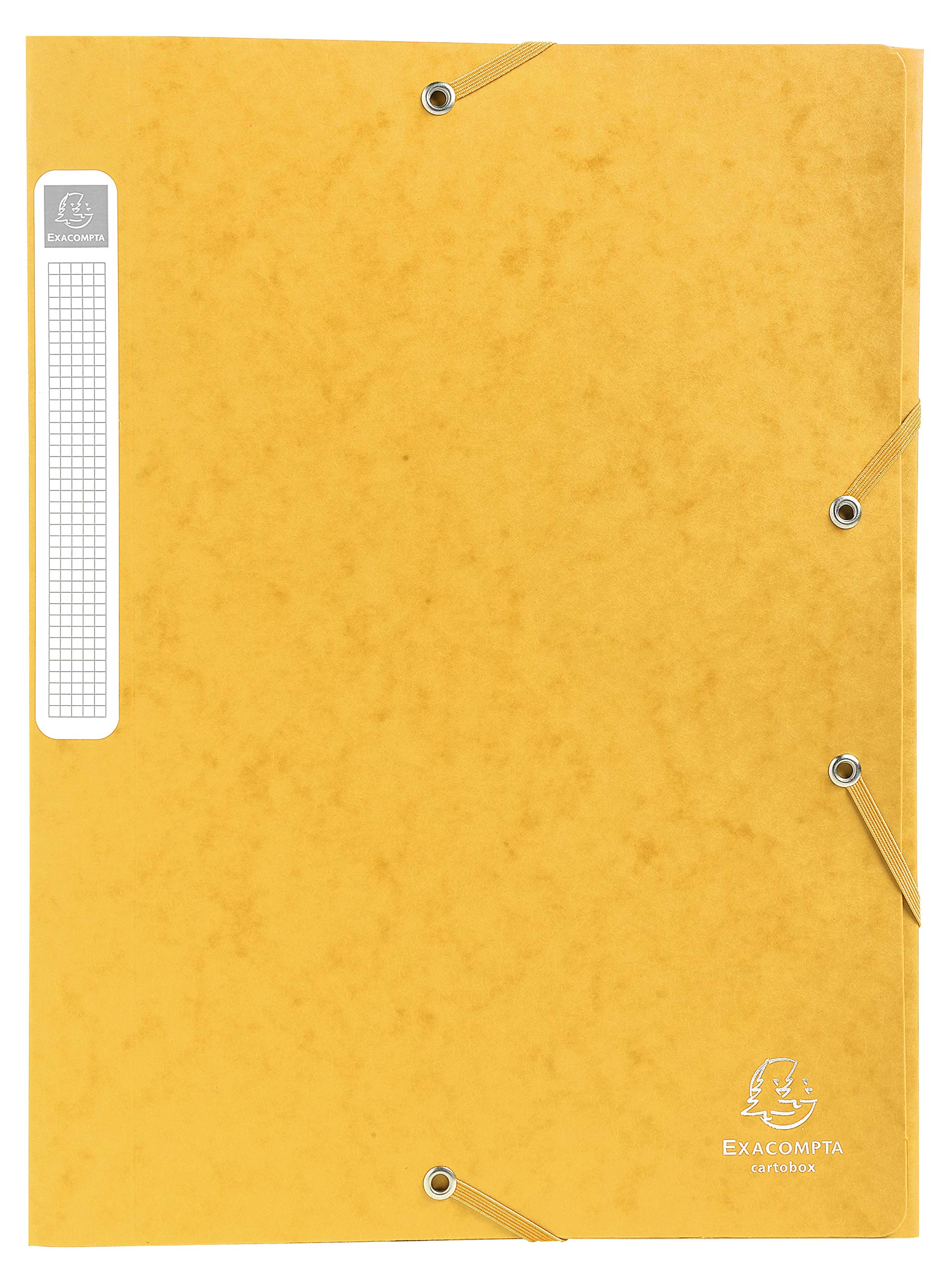 Exacompta - Ref 14006H - Cartobox Pressboard Filing Box - 25 x 33cm, Suitable for A4 Documents, Elastic Straps on 2 Corners, 40mm Spine, FSC-Certified - Yellow (Pack of 10)