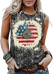 4th of July Tank Tops Women Sunflower Graphic Tees