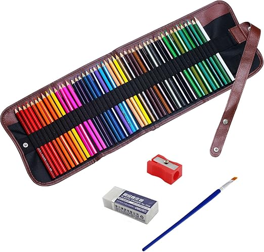 NIUTOP 48 Colors Watercolour Pencils Set with Pencil Holder Sharpener