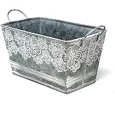 allgala Galvanized Planter Pot Indoor and Outdoor Decoration-Rectangle Grey-7"-HD88317