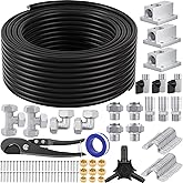 Shop Air Line Kit,Black 3/4 Inch x 100 FT Compressed Air Piping System,HDPE Tubing and Aluminum Outlet Blocks,Air Line Tubing Kit, for Shop,Garage