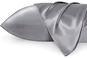 Bedsure Satin Silky Pillowcase for Hair and Skin Queen - Dark Grey, 2 Pack 20x30 Inches - Set of 2 with Envelope Closure, Similar to Silk Pillow Cases, Gifts for Women Men