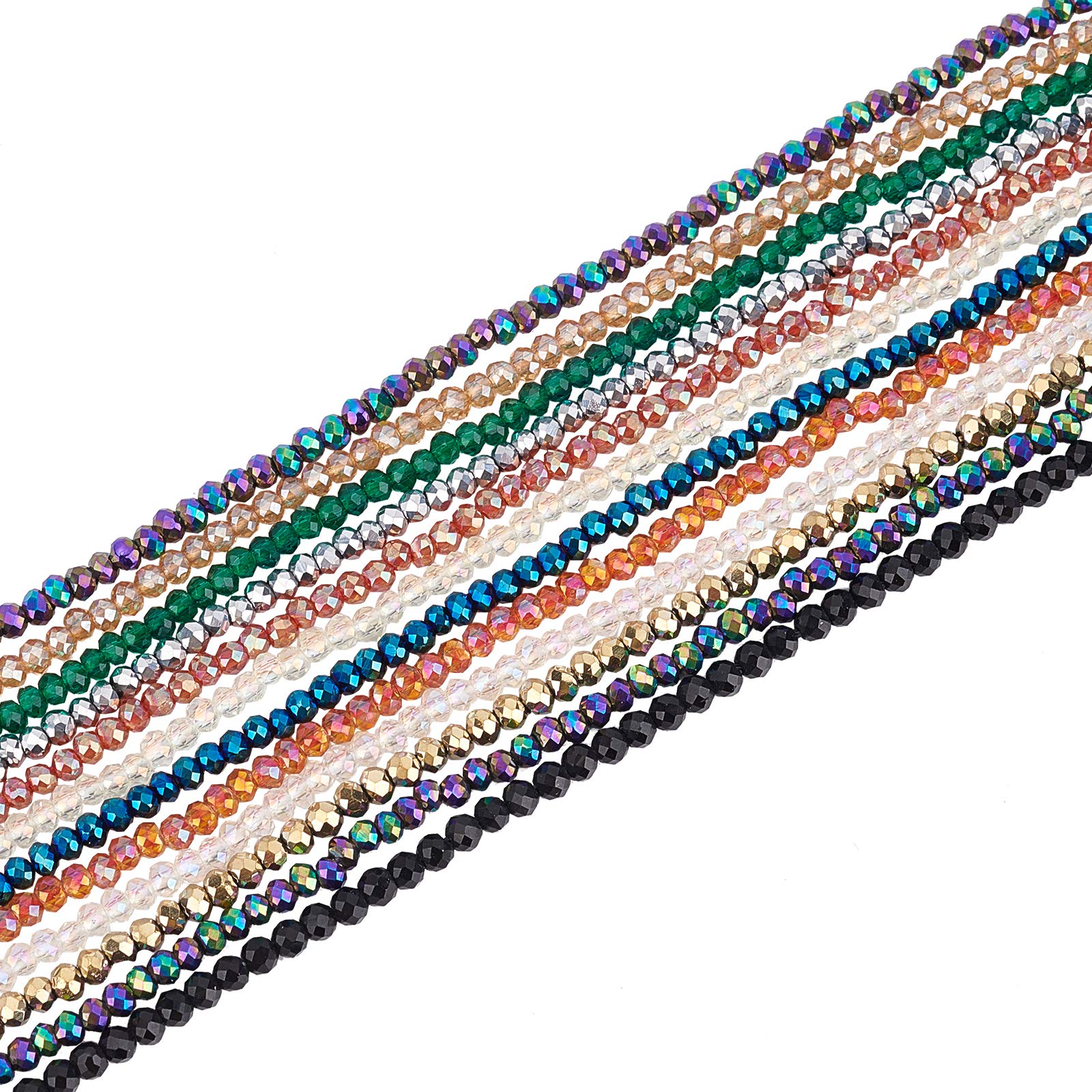 SUPERFINDINGS 12 Strands Electroplate Glass Beads Strands 37~37.5cm Faceted Multi Color Glass Crystal Beads Strands for Bracelet Jewelry Making