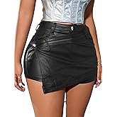 KWSTAIN Faux Leather Shorts for Women Sexy High Waisted PU Micro Mini Short Stretchy Bodycon Party Pleather Skorts Hot Pants