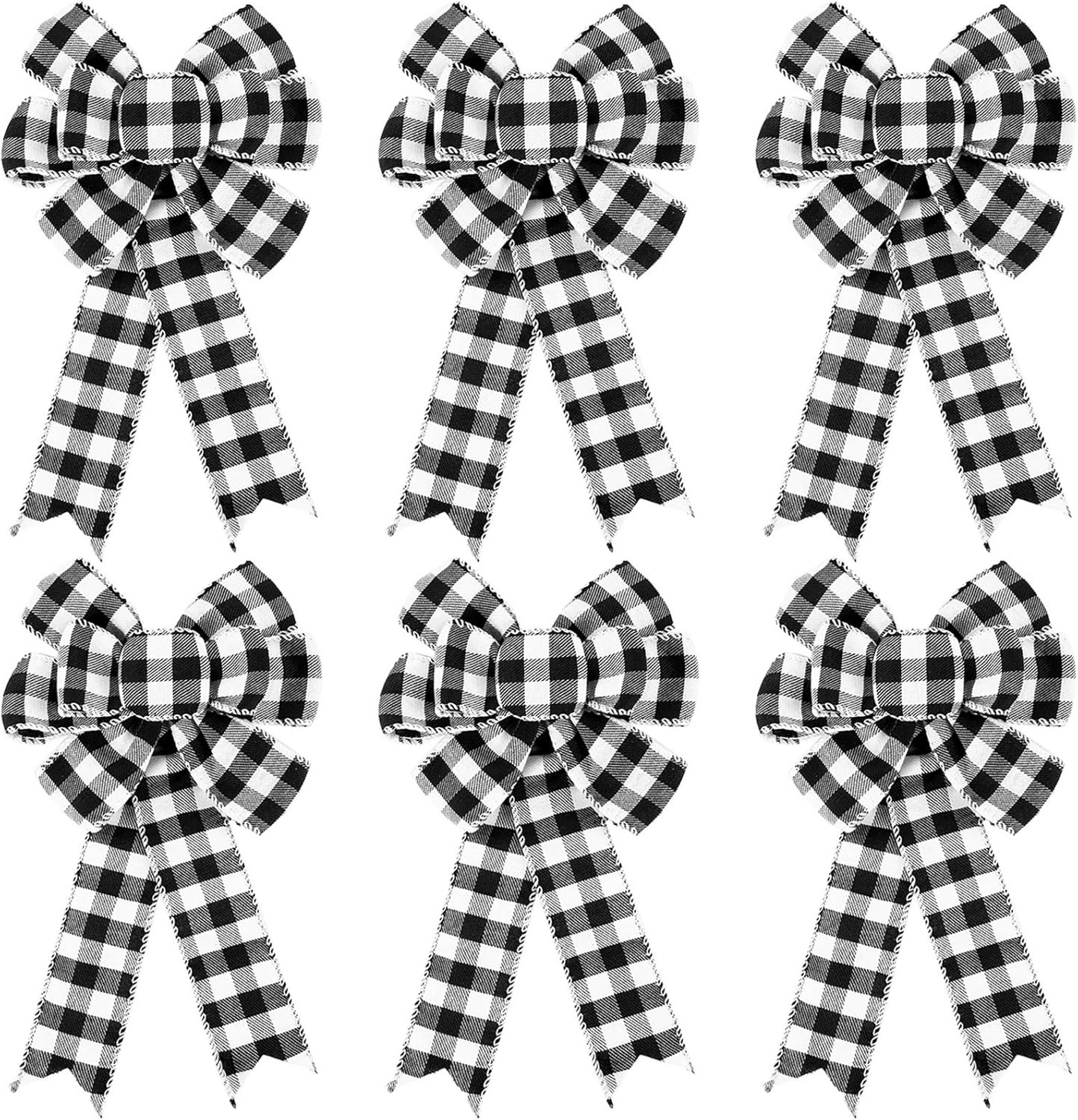 Bows & Ribbons - 6 Counts Buffalo Plaid Bow Halloween Thanksgiving Christmas Wreath Bow 10 Inch Fall Bow for Christmas Tree Crafts DIY Bow Decoration (Black and White)