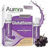 Aurora Nutrascience Mega-Pack Liposomal Glutathione, Immune System Support, Antioxidant, 750 mg per Serving, 32 Single-Serve Packets, Gluten Free, Non-GMO, Sugar-Free, 16 fl oz (480mL)