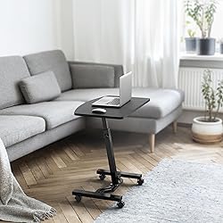 SHW Mobile Height Adjustable Laptop Rolling Cart