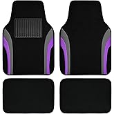 CAR PASS Leather Sporty Car Floor Mats Carpet,Universal Waterproof Automotive Floor Mat Fit for Sedans, Cars, Mid Trucks, Vans, SUV, Set of 4 (Black and Purple)