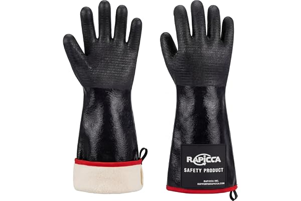 RAPICCA BBQ Grill Gloves, 932°F Heat Resistant Neoprene, 14 in XL | Oil Resistant & Waterproof, For Smoking, Grilling, Cookin