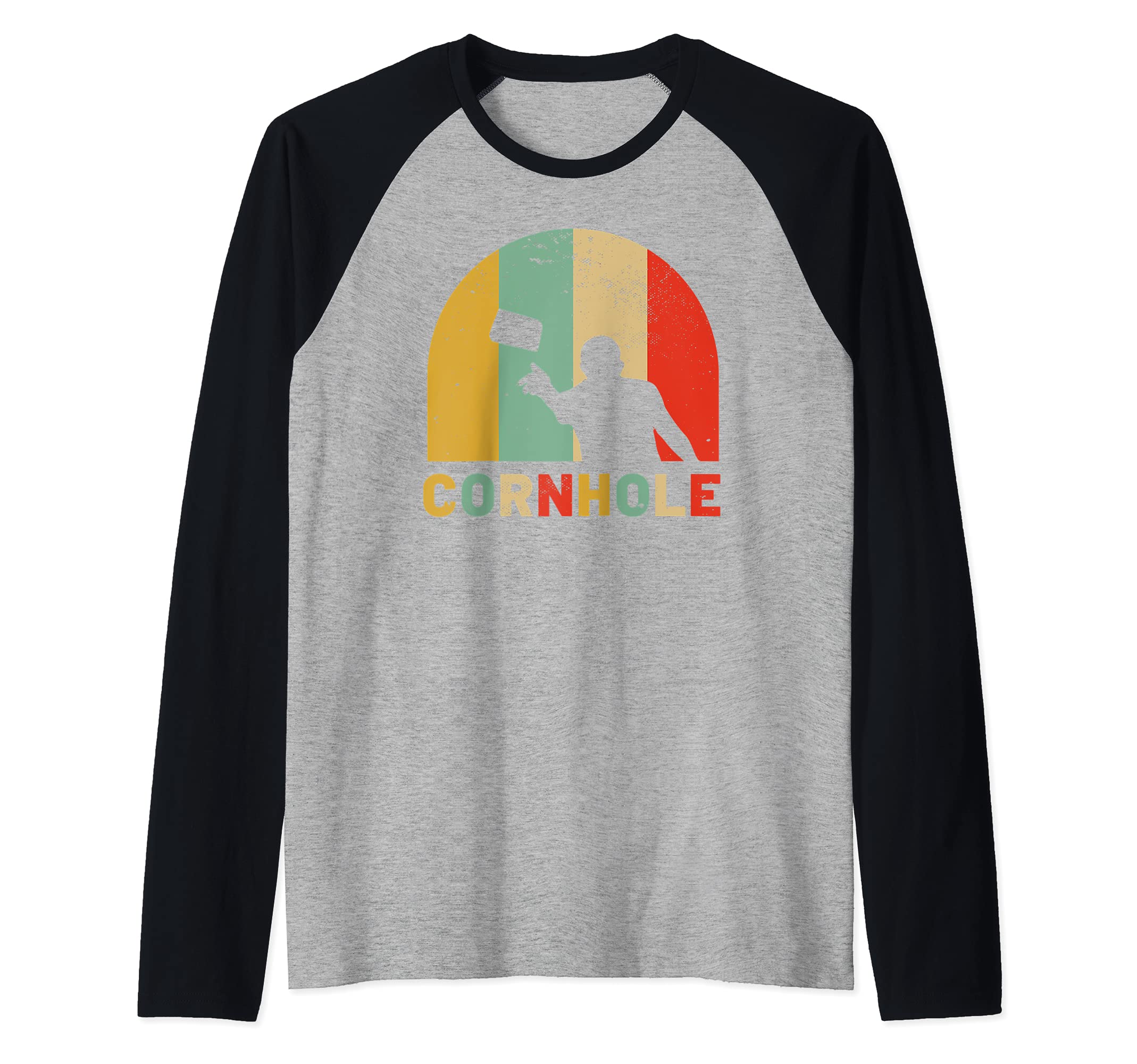 Cornhole Vintage Retro Style Team Tournament Raglan Baseball Tee