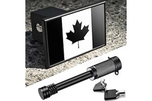 Aluminum Canada Flag Trailer Hitch Cover for 2 inch Receivers,Truck Accessories（with 5/8-Inch Pin Diameter Trailer Hitch Lock