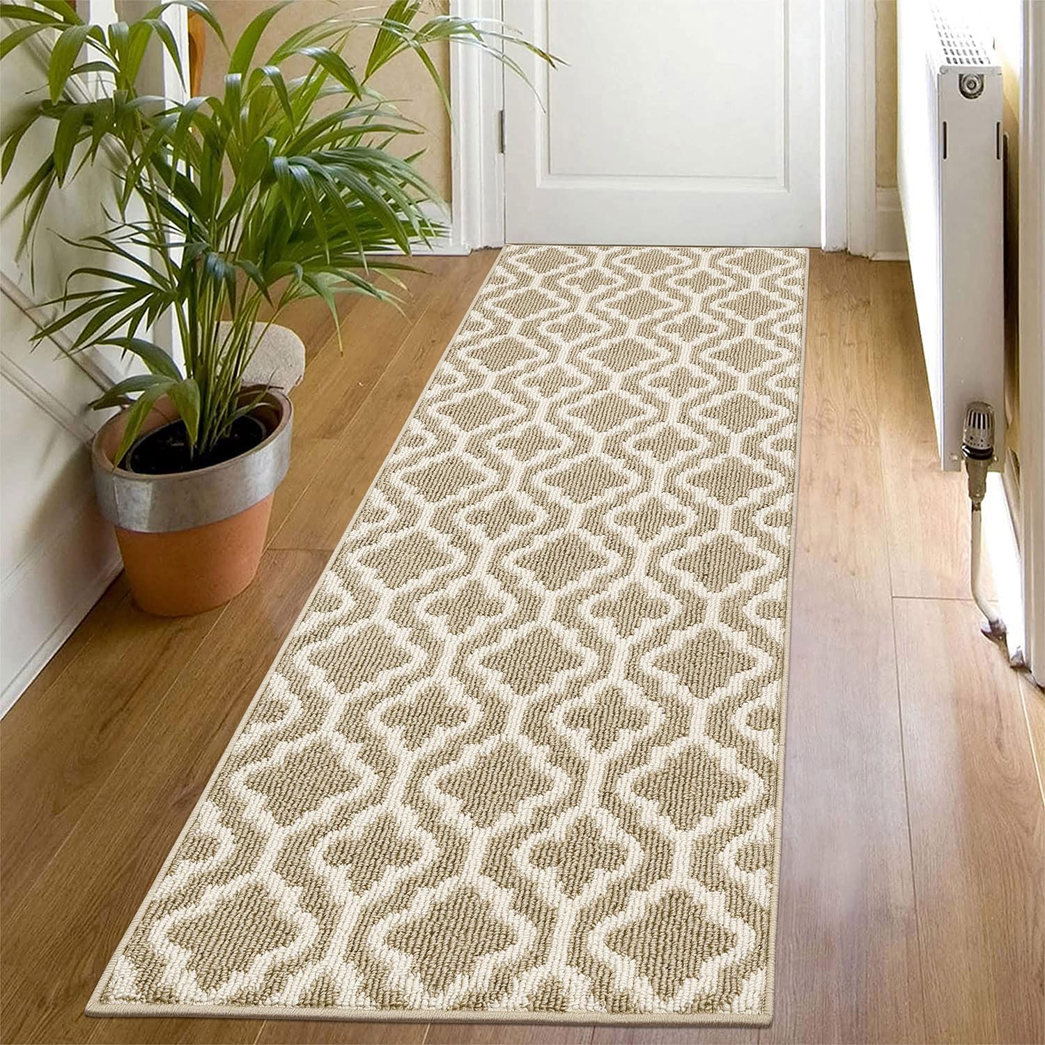 SHACOS Hallway Runner Rug Non Slip Beige 50 x 150 cm Runner Rug for Hallway Washable Hall Runner Narrow Runner Rug Long Doormat Indoor Carpet Runner for Entryway, Kitchen, Laundry Room