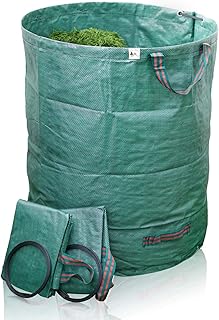 TTL Garden Gartensäcke 3er Set 272l - Gartensack 4 Griffe extra robust + faltbar, selbststehender Sack Behälter für Gras Laub Gartenabfall Grünschnitt