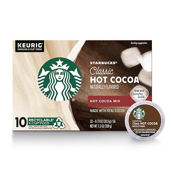 STARBUCKS HOT COCOA K-CUP COFFEE PODS — HOT COCOA FOR KEURIG BREWERS — 1 BOX (10 PODS)