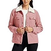 MoFiz Women's Corduroy Jacket Sherpa Fleece Lined Warm Winter Coat Button Down Casual Jacket with Pockets