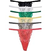 Vision Underwear 6-Pack Sexy Floral Lace G-String Thong Panties