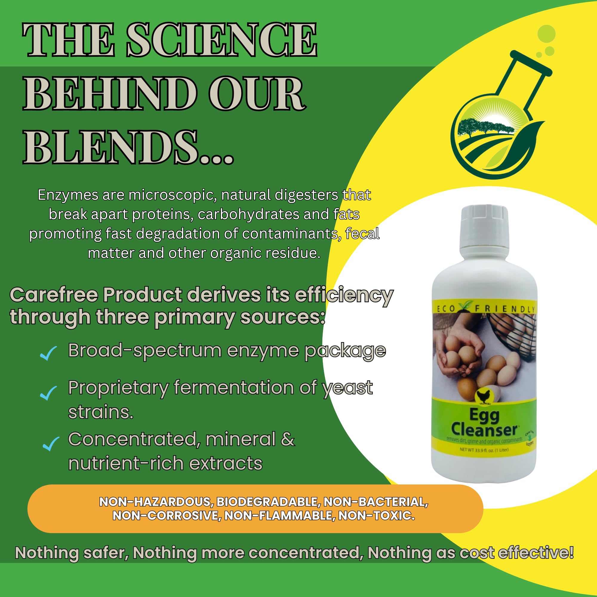 CareFree Enzymes 94177 Cleanser-1 Liter Egg Washing, 33.9 Fl Oz (Pack of 1)