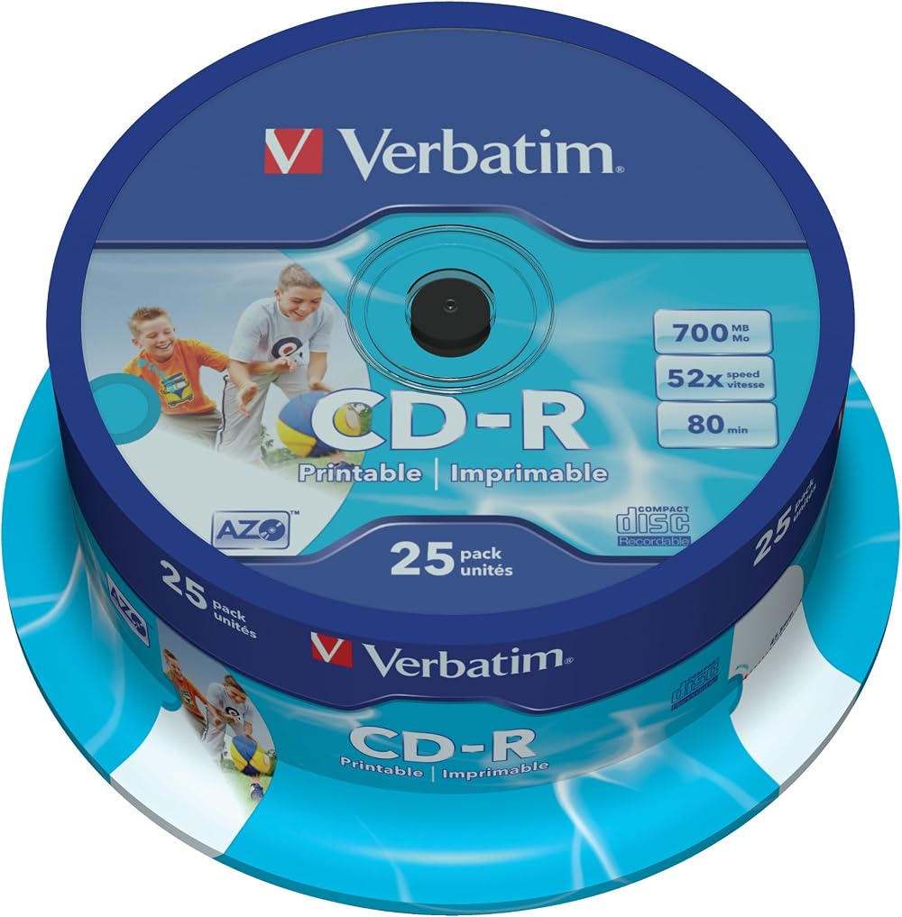 Verbatim CD-RW 700MB 52x Spindle 25pc Blank Recordable Discs 120mm