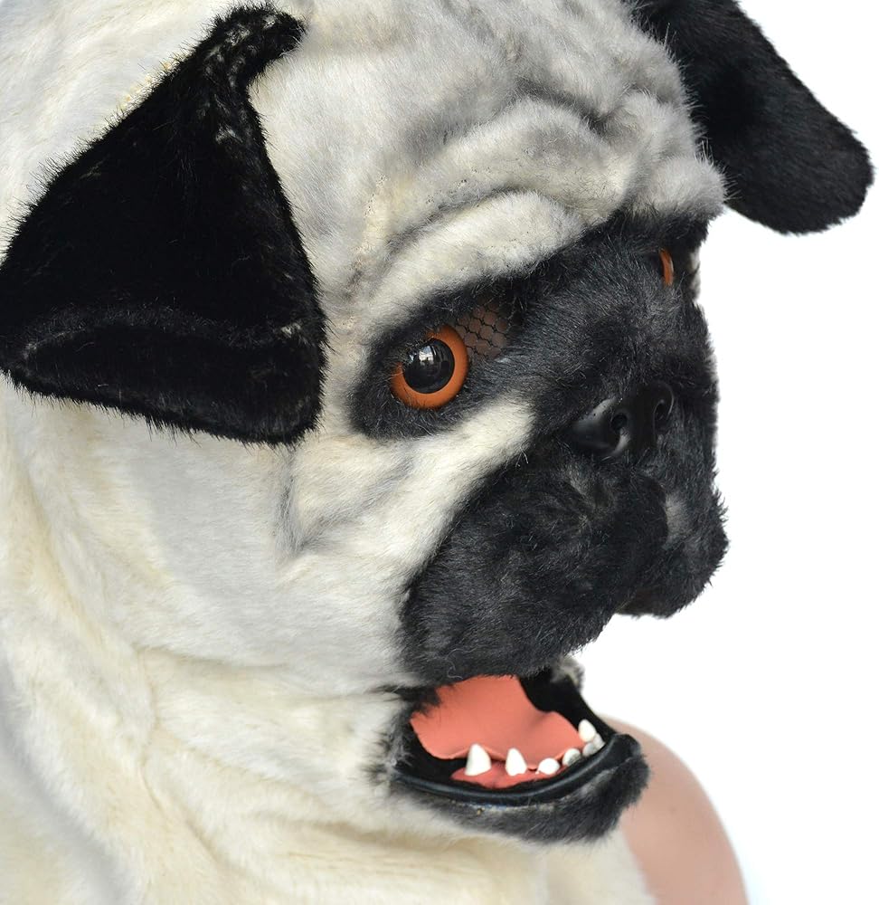 Amazon Com Homcom Pug Dog Costume Mouth Mover Halloween Cosplay Mask Grey Clothing