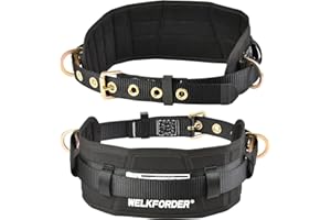 WELKFORDER Tongue Buckle Body Belt With Waist Pad and 2 Side D-Rings Personal Protective Equipment Safety Harness | Waist Fit