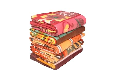 STOP N SHOP Fleece Floral Double Blanket (Multicolour) - Pack of 5