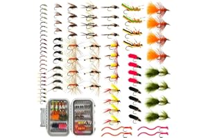 Brairia Fly Fishing Flies Assortment with Waterproof Fly Box, Trout Flies, 28/48/60/88pcs Dry/Wet/Nymph/Streamer Flies, Fly Fishing Lures, Size # 6-20 Hooks, Best fly fishing Gift Set for thanksgiving
