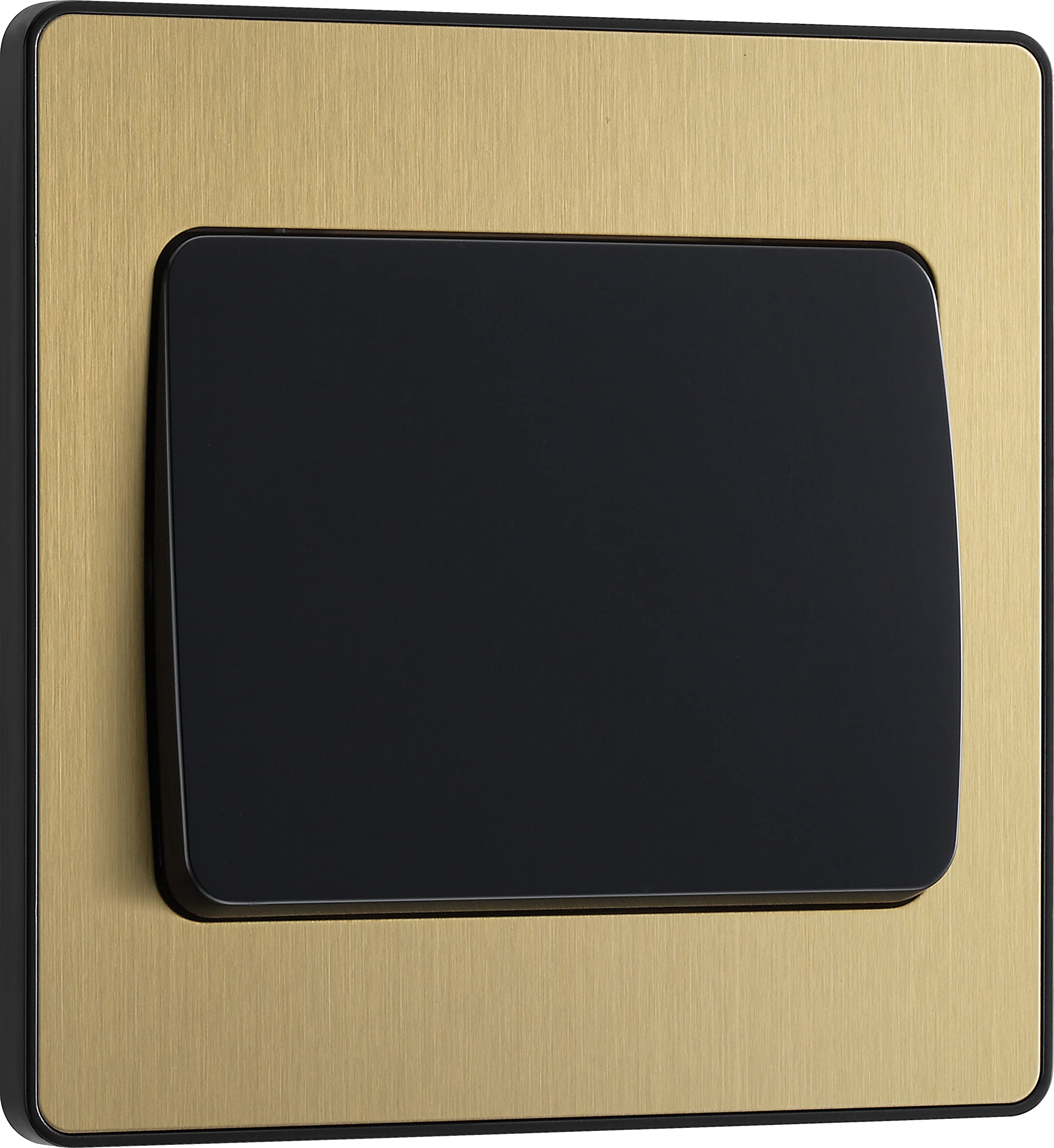 BG Electrical Single Wall Light Switch, Wide Rocker, 2 Way, Screwless Front Plate, Round Edges, Evolve, Satin Brass, 20A, 16AX, PCDSB12WB โ image 1