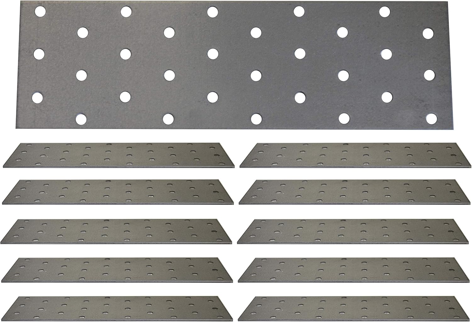 Steel Timber Connector Flat Connecting Joining Plate Galvanised Z275g/m2 20μm Brace Bracket Heavy Duty Perforated Metal Sheet 8" x 2.3" (200 x 60 x 2mm) Pack of 10pcs