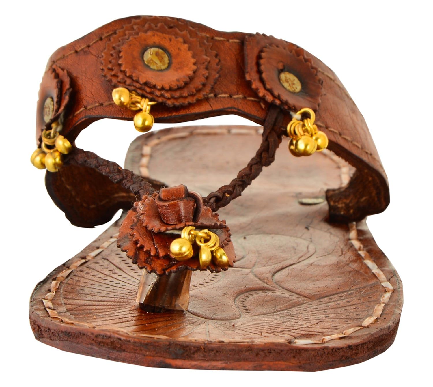 ampereus women's brown leather kolhapuri