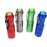 Goldengulf 3 Mode Focus Adjustable Cree Led High Power Super Bright Portable Handheld Flashlight Tactical Torch Lamp For Riding Camping Hiking Hunting, 4pcs/pack-Red/Blue/Siliver/Green