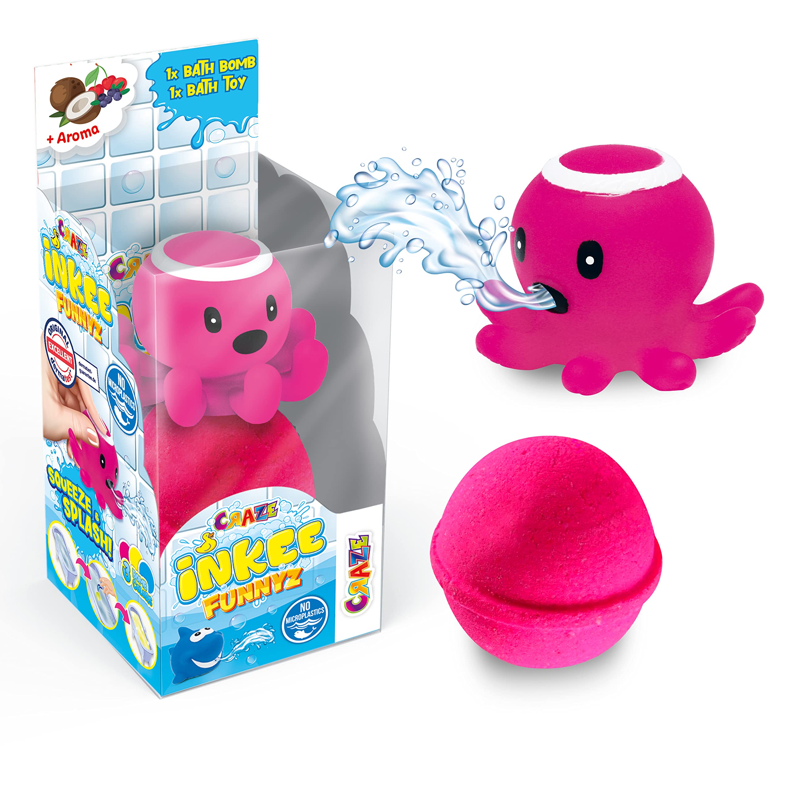CRAZE INKEE Funnyz Scented Bath Bomb with Bath Toy Bath Bombs + Bath Toy for Baby Bathtub Bath Bombs Rubber Water Animal Baby Gift Bath Additive Children Bath Salt 28568