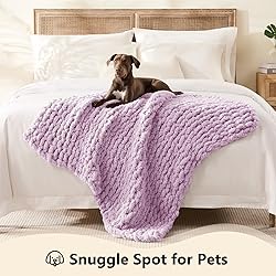 L'AGRATY Chunky Knit Blanket Throw - Soft Chenille