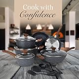 Nuovva Non-Stick Pots and Pans Set 15pc Induction Marble Finish Lids view 9