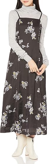 Amazon Co Jp リリーブラウン フラワーサテンワンピース Lwfo4107 レディース Blk 日本 F Free サイズ 服 ファッション小物