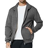 Men's Fleece Full Zip Up Sweatshirt Casual Lightweight Long Sleeve Mock Neck Jackets with Pocket