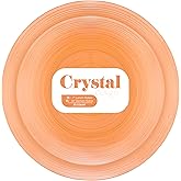 PLASTICPRO 32 Pieces Crystal Design Plastic Plates Combo Pack 7 inch and 10 inch Elegant Disposable Plates, Transparent Peach