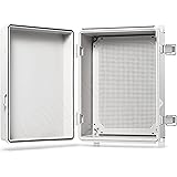 QILIPSU Hinged Cover Stainless Steel Latch 410x310x180mm Junction Box with Mounting Plate, Universal IP67 Project Box Waterpr