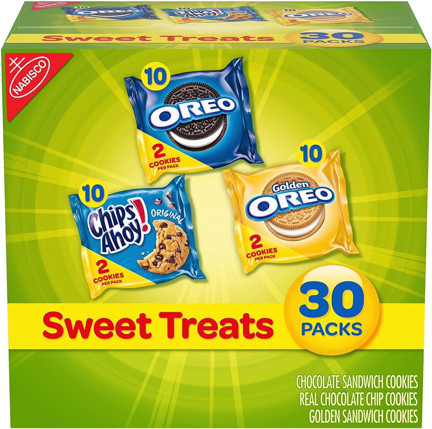 Nabisco Cookies Sweet Treats Variety Pack Cookies - with Oreo, Chips Ahoy, & Golden Oreo - 120 Snack Pack