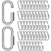 phepetroll M6-50 Pack 2.3” Quick Links Chain Connectors, 1/4″ Galvanized Chain Locking Hooks, 620LBS Heavy Duty Thread Quick Link Clips, Twist Oval Keychain D Shape for Swing, Backpack, Key Ring