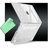 UESWILL for MacBook Pro 14 inch Case M5 M4 M3 M2 M1 Pro Max A3434 A3401 A3185 A3112 A2992 A2918 A2779 A2442 (2021-2025), Glossy Sparkling Hard Shell Cover + Microfiber Cleaning Cloth, Glitter Clear