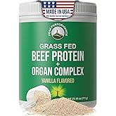 Grass Fed Beef Protein Powder + Organ Complex. Lactose Free Great Tasting Beef Protein Isolate. Animal Based Non Dairy No Whey Paleo Carnivore Supplement for Muscle Building. Vanilla Flavor