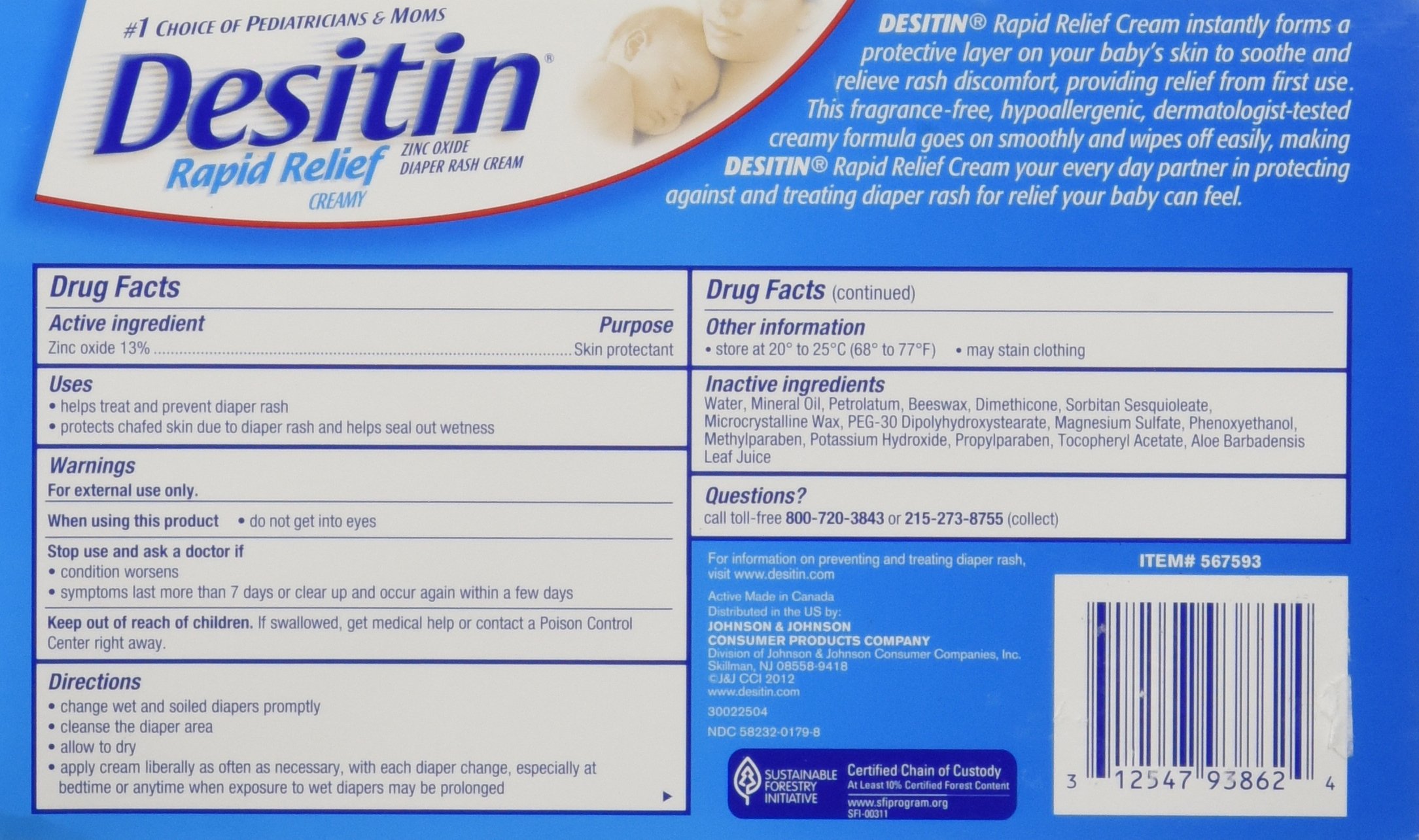 Desitin Creamy Diaper Rash Cream Fragrance Free 6 oz 2 Pk Buy