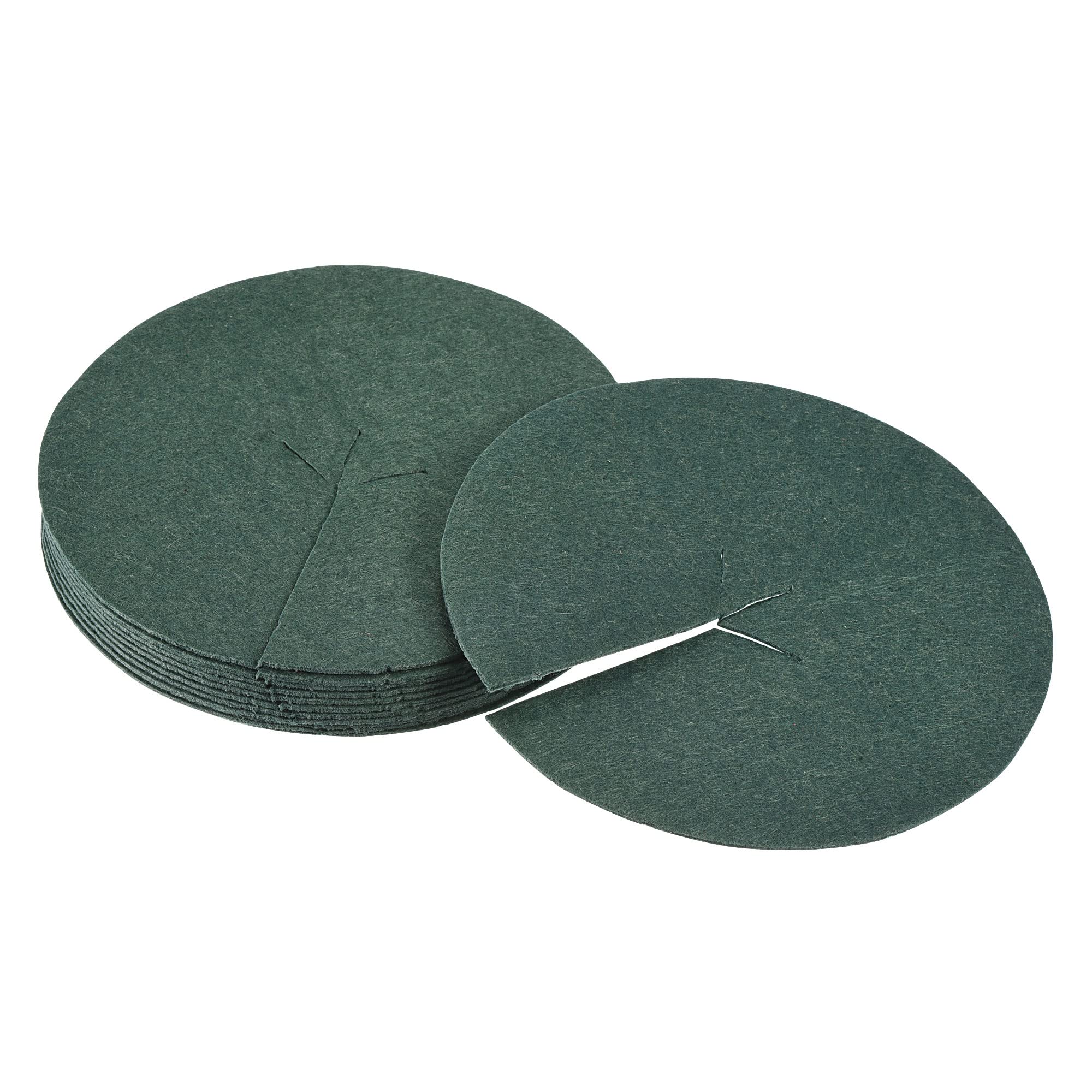 PATIKIL 5.4" OD Mulch Ring, 12 Pack Round Non-Woven Fabric Mat Plant Protection Cover Garden Barrier, Dark Green