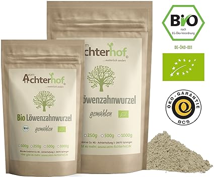 Löwenzahnwurzel Pulver BIO (500g) | LÖWENZAHNWURZELPULVER | Löwenzahn-Wurzel gemahlen | natürlich vom Achterhof