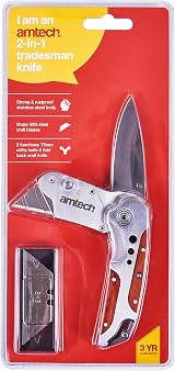 Amtech 2-in-1 Craft Knife and Folding Utility Knife Stainless Steel view 2