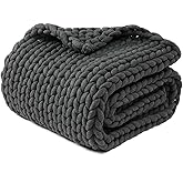 YnM Chunky Throw Blanket, Medium-Weight, Hand Knitted, Skin Friendly, Ventilated and Breathable, Machine Washable, Home Décor Piece for Couch, Sofa and Bed (Charcoal Grey, 40x50 Inch)