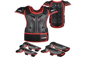 JUSTDOLIFE Dirt Bike Gear for Kids , 5 PCS Kids Dirt Bike Gear Motorcycle Armor Suit Youth Motocross Protective Gear for Boys Girls Chest Protector with Elbow Knee Pads for Biking