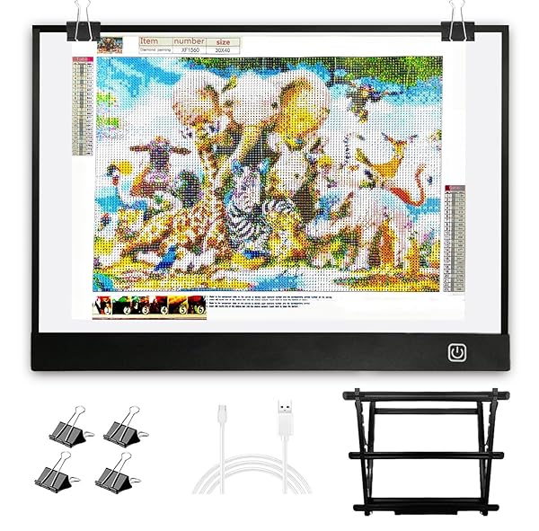 WELZK DIAMOND PAINTING LIGHT BOARD A3, WITH LARGE METAL STAND, L:18.5 × W:13.6 INCHS LARGE DIAMOND PAINTING LIGHT PAD, DIMMABLE DIAMOND ART LIGHT BOARD
