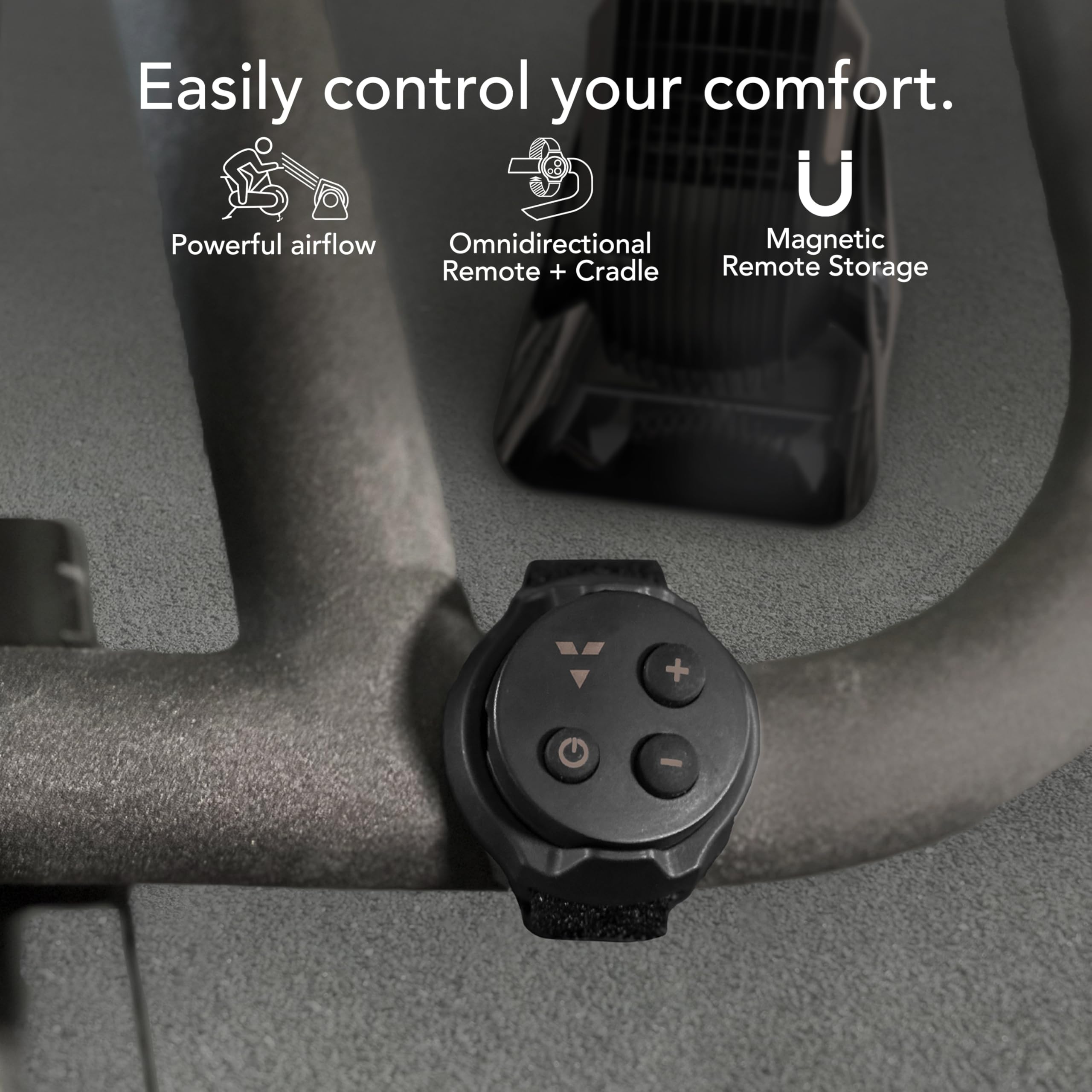 Vornado FLY MAX High Velocity Fitness Floor Fan, Omnidirectional Remote with Equipment Straps, 4 Speed Settings, Adjustable Tilt, Whole Room Circulation, Powerful Fan for Training Sessions, Black