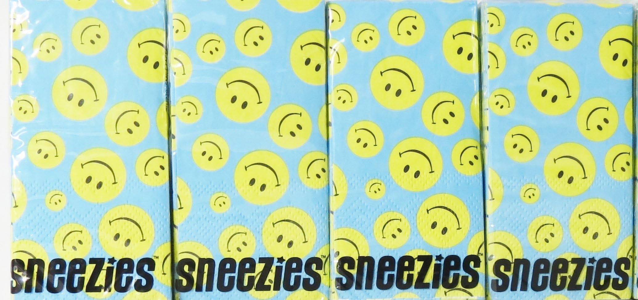Sneezies- 3-ply Pocket Packs Facial Tissues (4 Packs of 10 Tissues) (Smile)